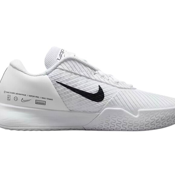 Nike Zoom Vapor Pro 2 HC Mens Tennis Shoes White/Black DR6191 101 NEW - Picture 3 of 8